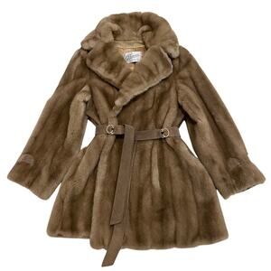 Grace’s Nashville Faux Fur Genuine Suede Belted Coat | Mid Century Vintage S/M/L